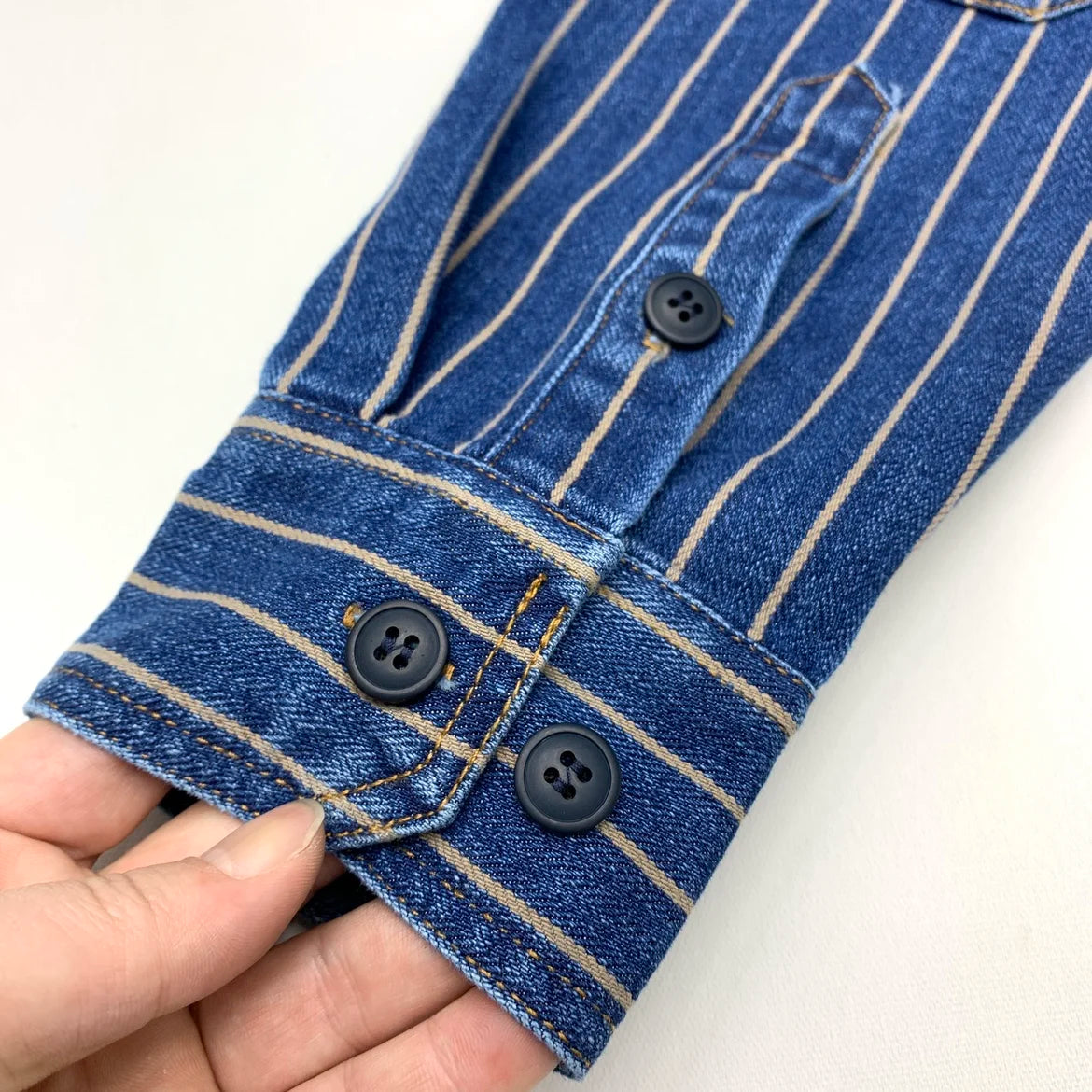 Autumn New American Retro Heavyweight Striped Denim Shirt Jacket