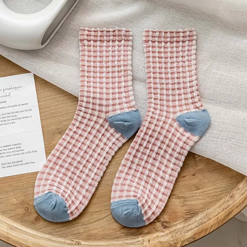 Women's Checkered Retro Vintage Cotton Socks