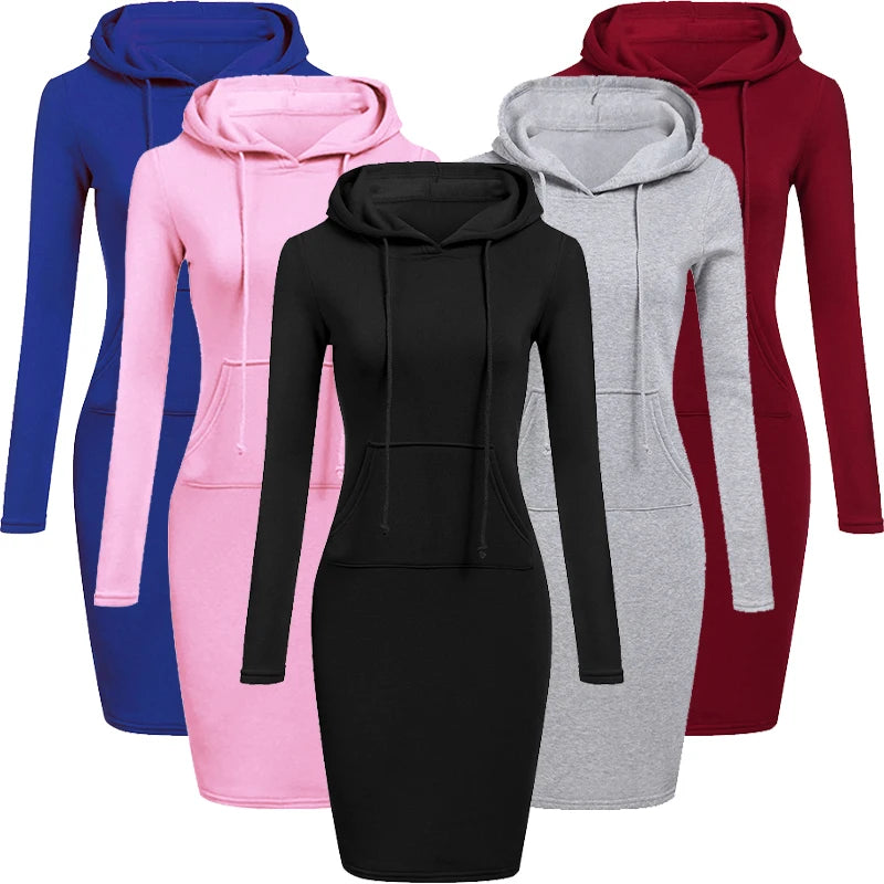 Ladies Dress Autumn Women Hooded Dresses