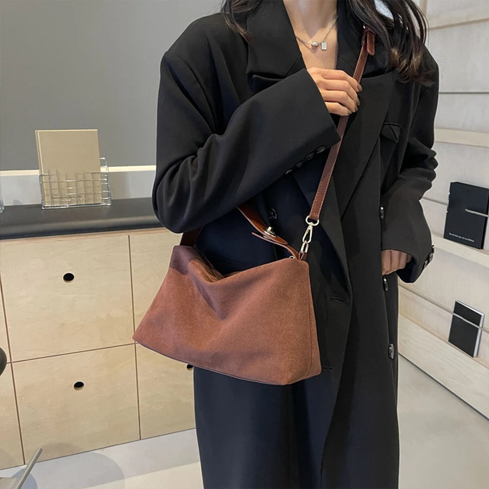 Big Boston Tote Soft Matte Suede Cow Leather