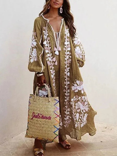 Boho Elegant Print Long Dress For Women