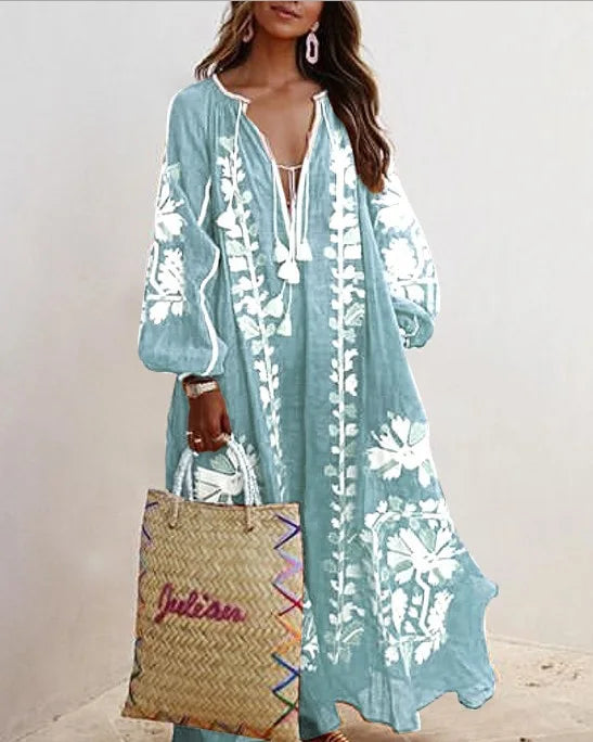 Boho Elegant Print Long Dress For Women