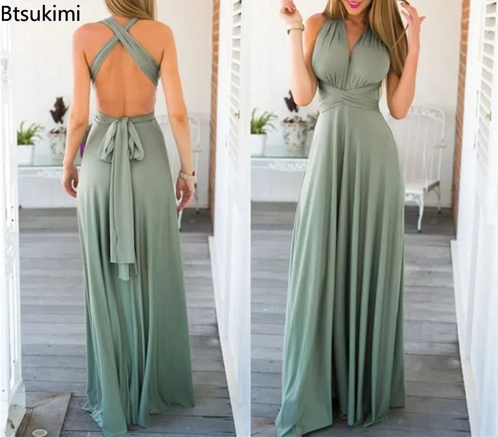 Women Dresses Multiway Wrap Convertible Boho Maxi Dress