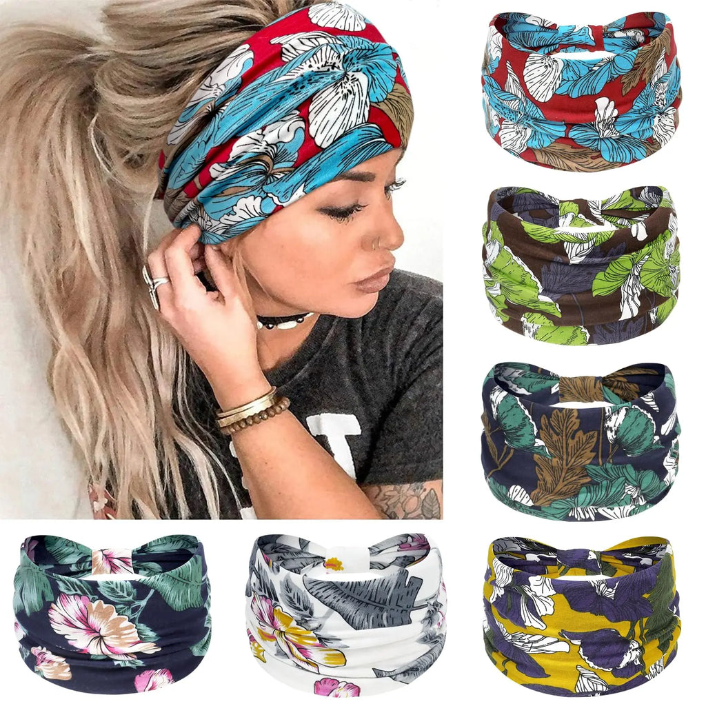 Boho Headbands for Women Cotton Wide Head Bands Stretch