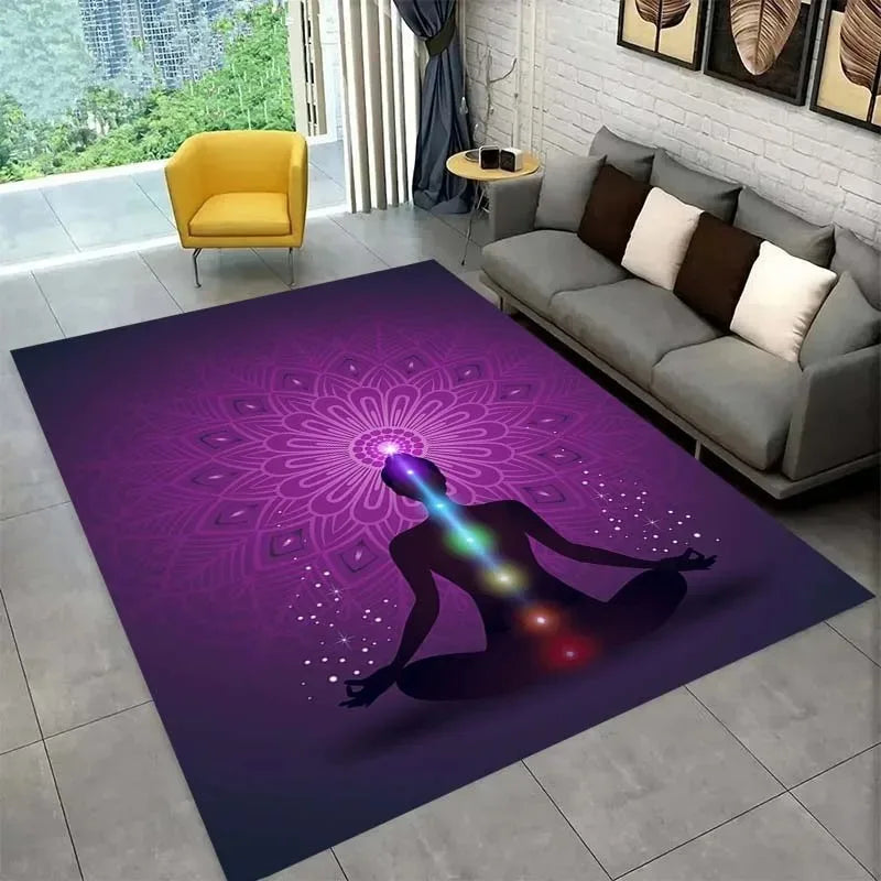 Colorful Yoga Pattern Floor Mats Door Decoration Home Living Room Floor Mats