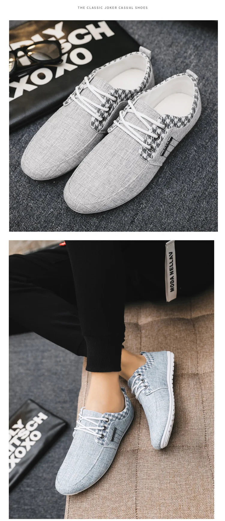 Casual Shoes for Men Lace-up Linen Cloth Breathable