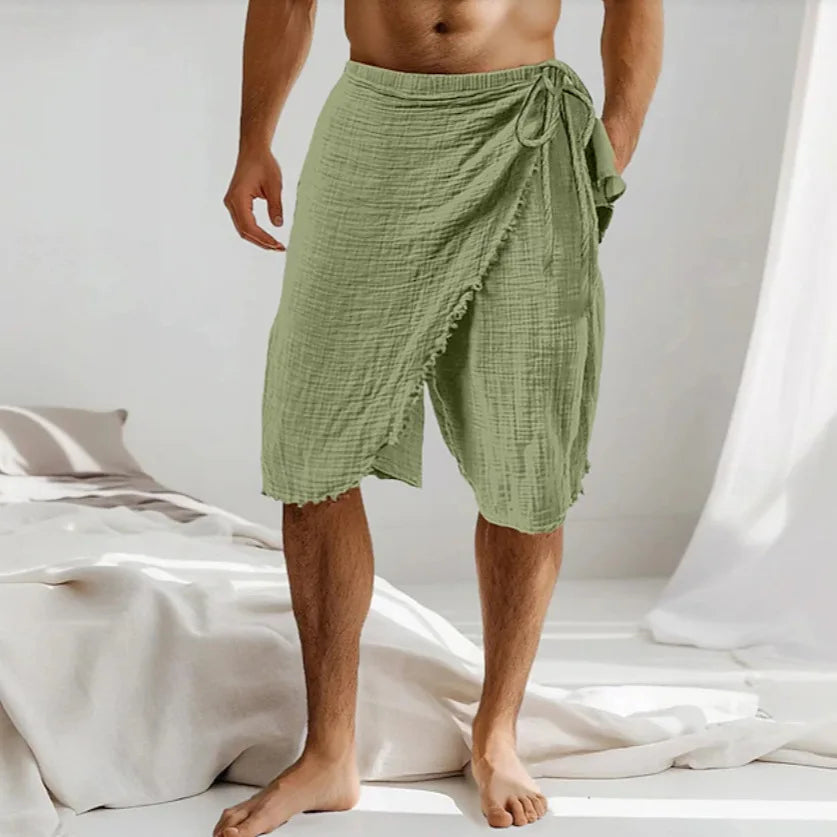 Boho Men's Linen Shorts Seaside Beach Casual