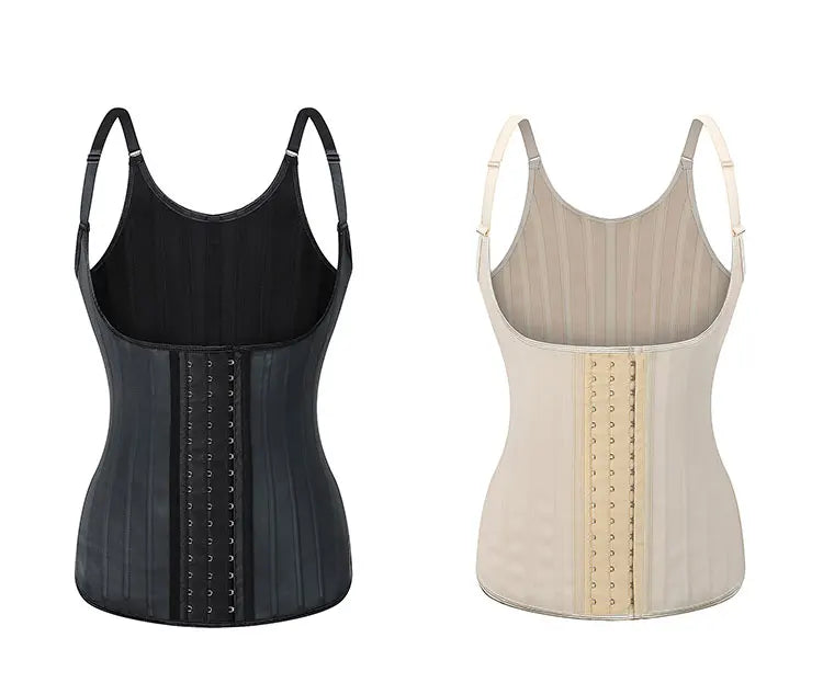 Plus Size Women Adjustable Strap  Latex Waist Trainer 25 Steel Bones Vest Cincher Under bust Corset