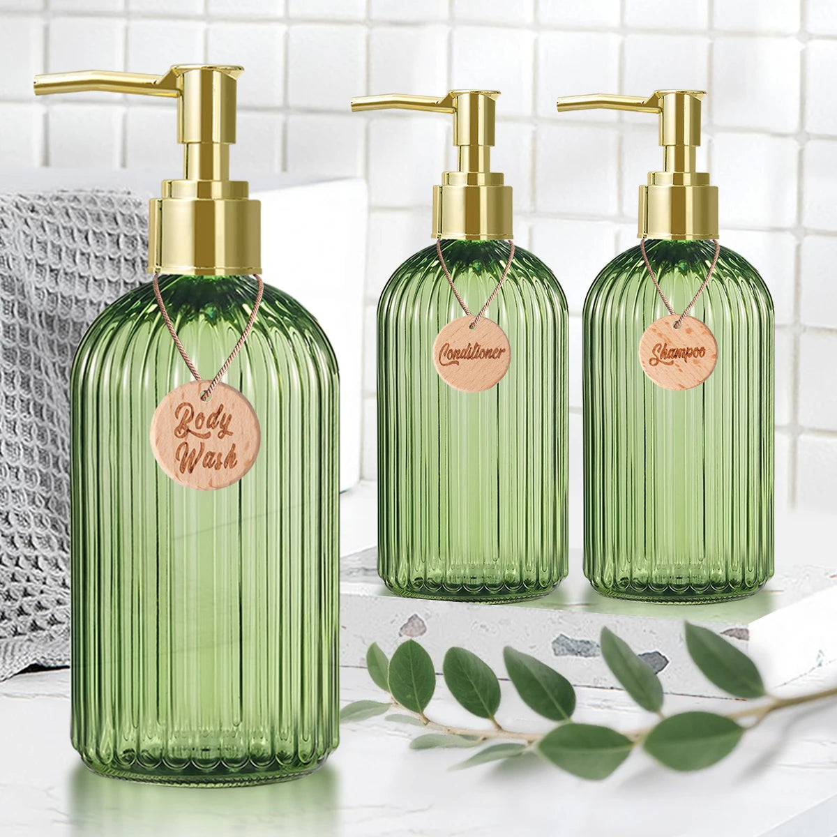 Reusable Shampoo Conditioner Body Wash Bottle Bathroom Shower Soap Dispenser