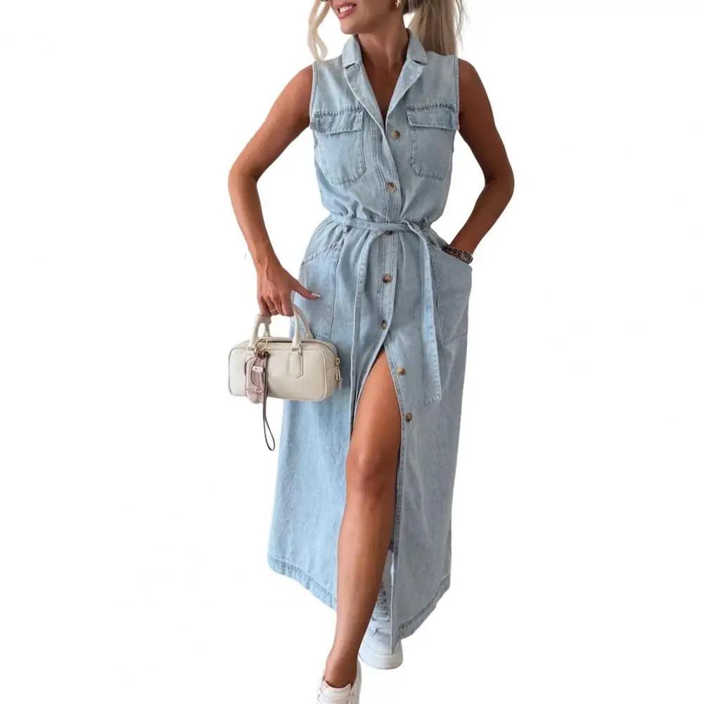 Women Denim Maxi Dress