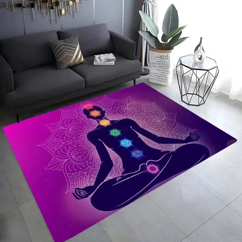 Colorful Yoga Pattern Floor Mats Door Decoration Home Living Room Floor Mats