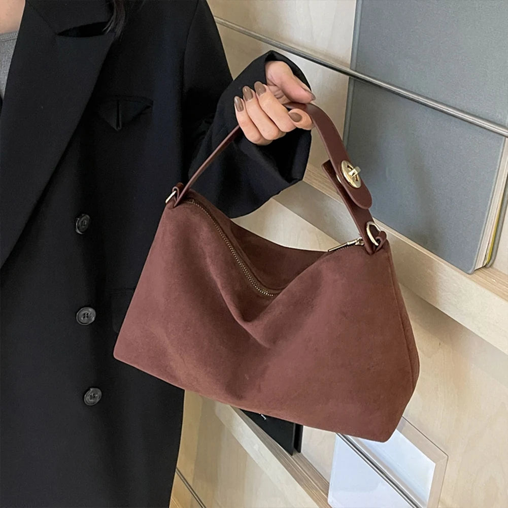 Big Boston Tote Soft Matte Suede Cow Leather