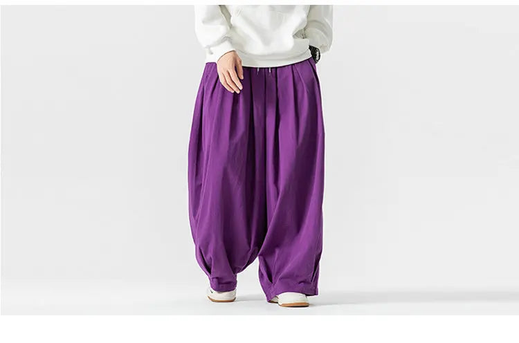Oversized Men Wide Leg Pants Elastic Waist Joggers Trousers Male