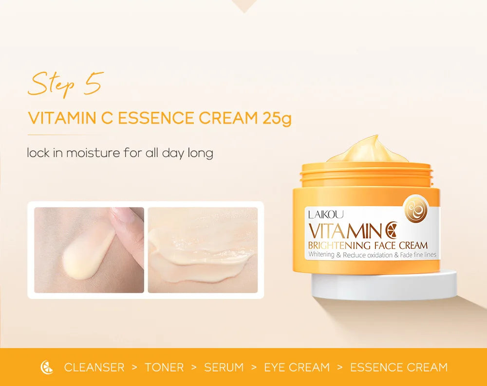 5 Pieces Vitamin C Skincare Set  Moisturizing Face Serum Brighten Cream