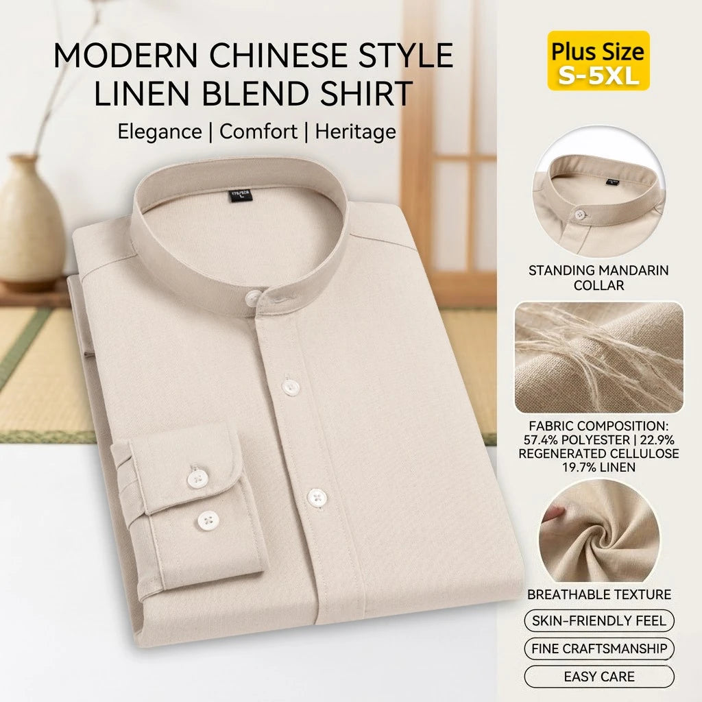 Men Casual Business Mandarin Collar