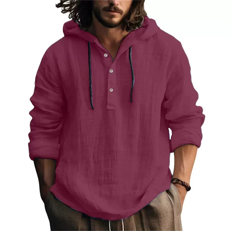 New Men's Casual Blouse Cotton Linen Shirt
