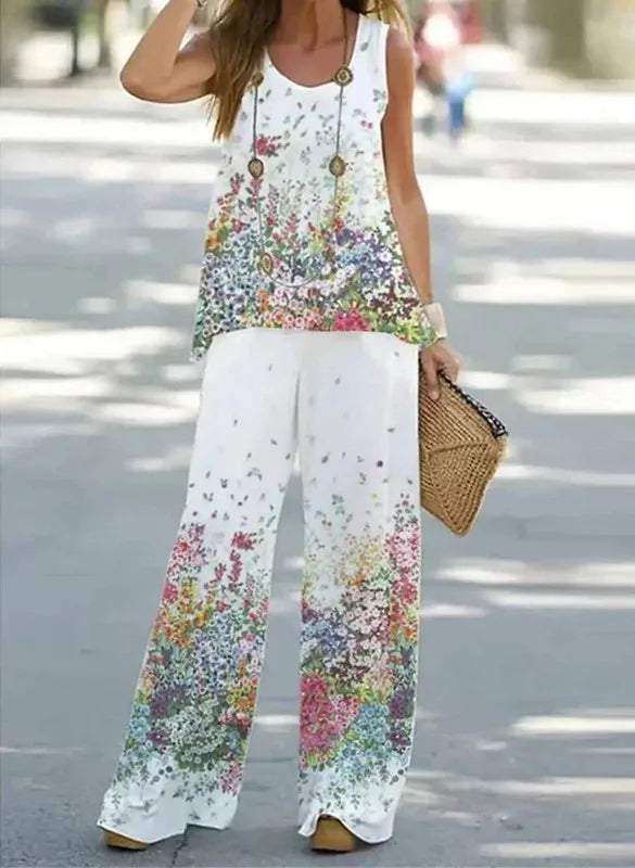 Women's Boho Print Set Casual Sleeveless