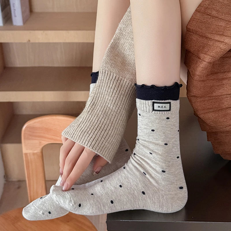 Women New Dots Cute Frilly Casual Fashion Socks