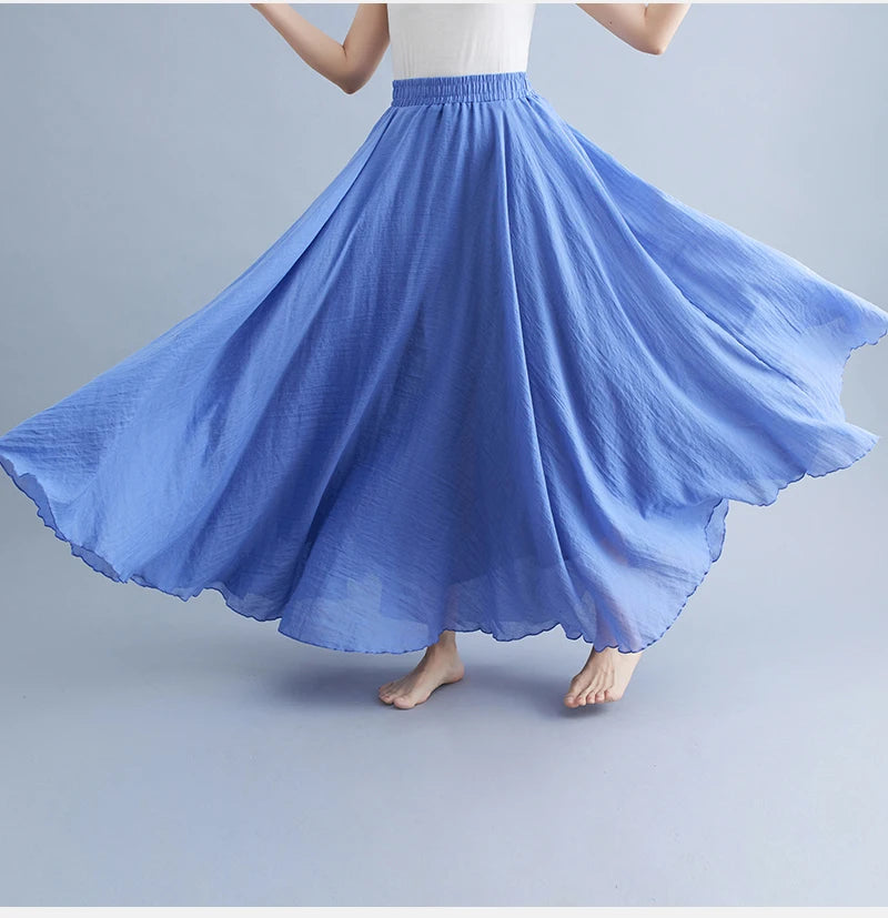 Boho Cotton Linen Beach Long Skirt