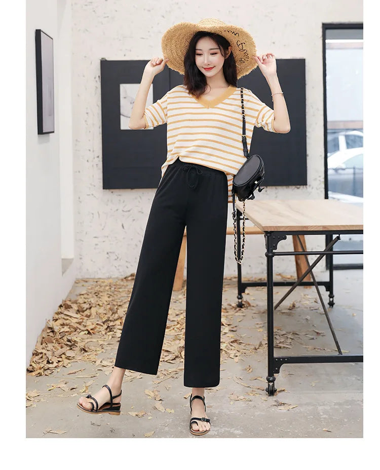 Women Ankle-Length Wide Leg Pant