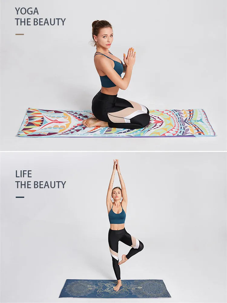 Hot Yoga Mat Towel  Printed Yoga Towel Non Slip Fitness Workout Mat Cover