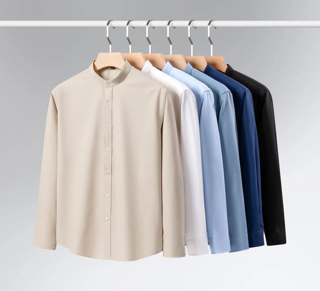 Men Casual Business Mandarin Collar