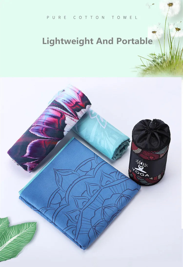 Hot Yoga Mat Towel  Printed Yoga Towel Non Slip Fitness Workout Mat Cover