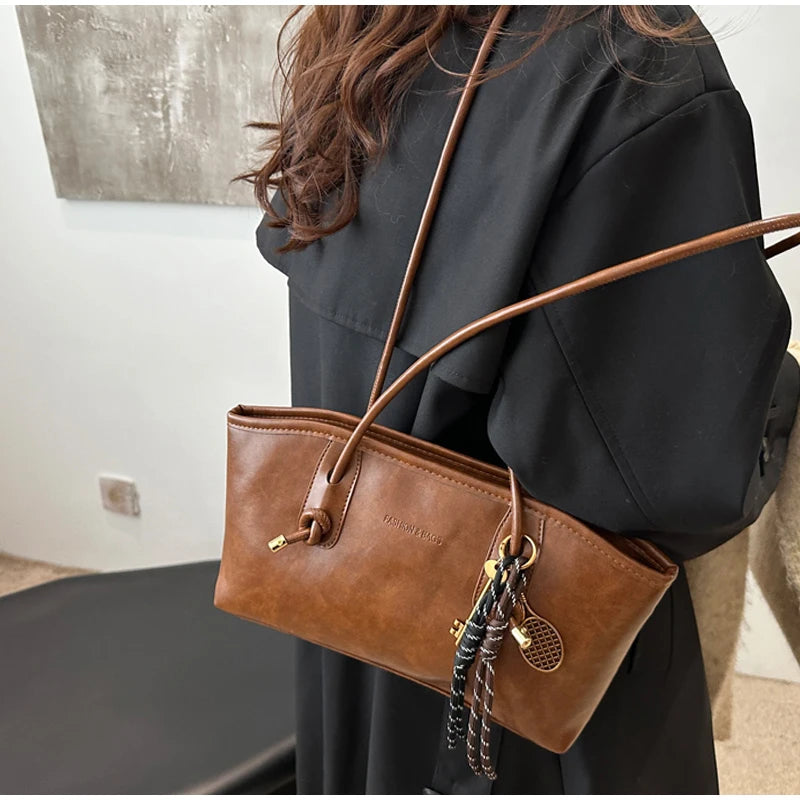 Retro Tote Bag Fashionable Advanced Simple And Versatile Handbag