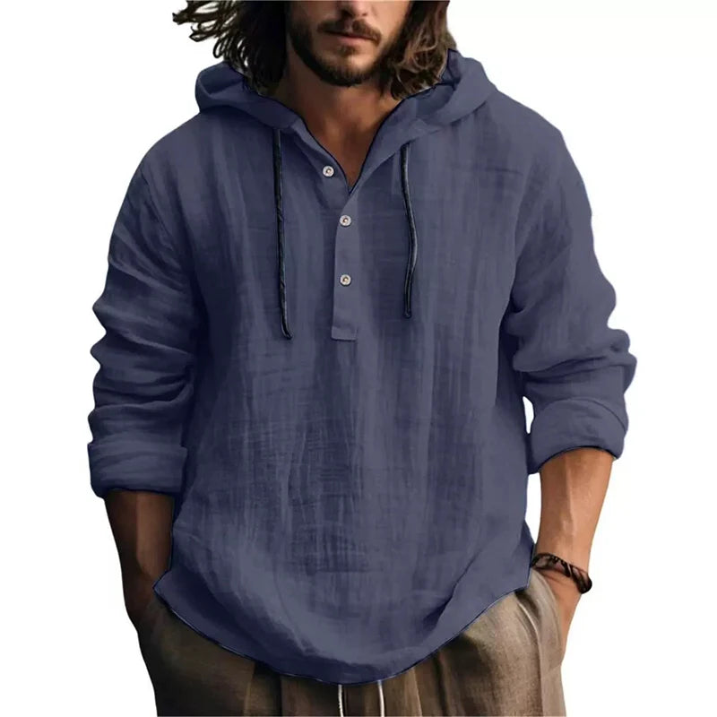 New Men's Casual Blouse Cotton Linen Shirt