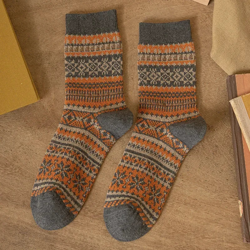 Mens Socks Fashion Retro Geometric Patterns