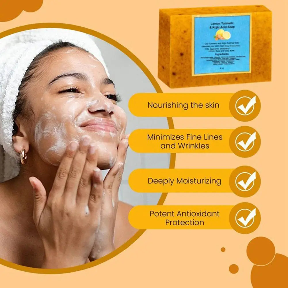 100g Turmeric Hand Made Soap, Lemon Kojic Acid Soap, Shower and Facial Soap