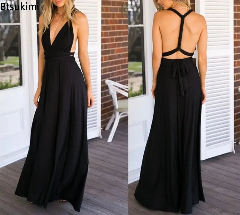 Women Dresses Multiway Wrap Convertible Boho Maxi Dress
