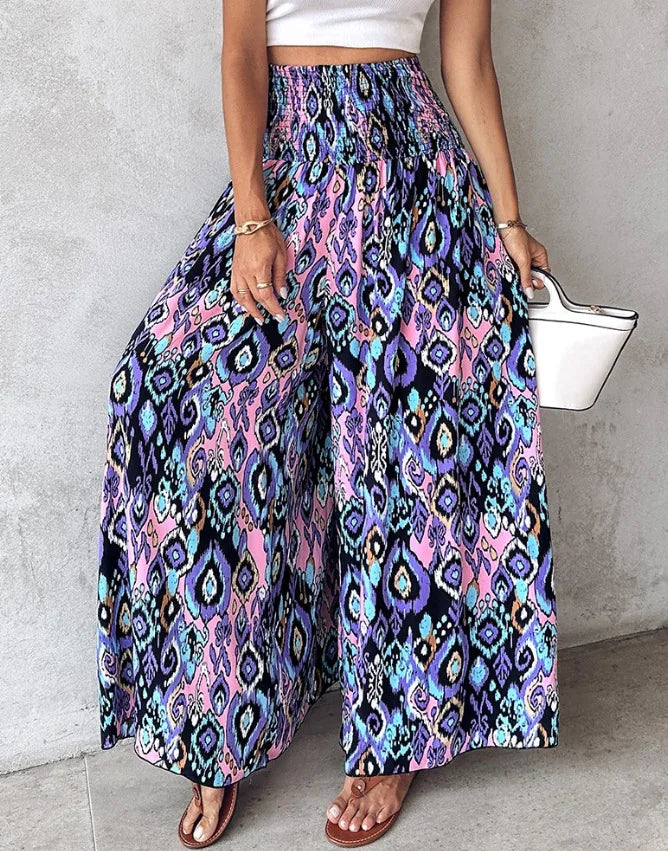 Boho Print Pant Women Wide Leg