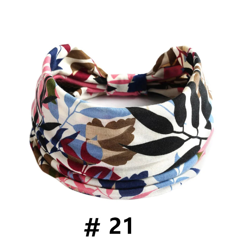 Boho Headbands for Women Cotton Wide Head Bands Stretch