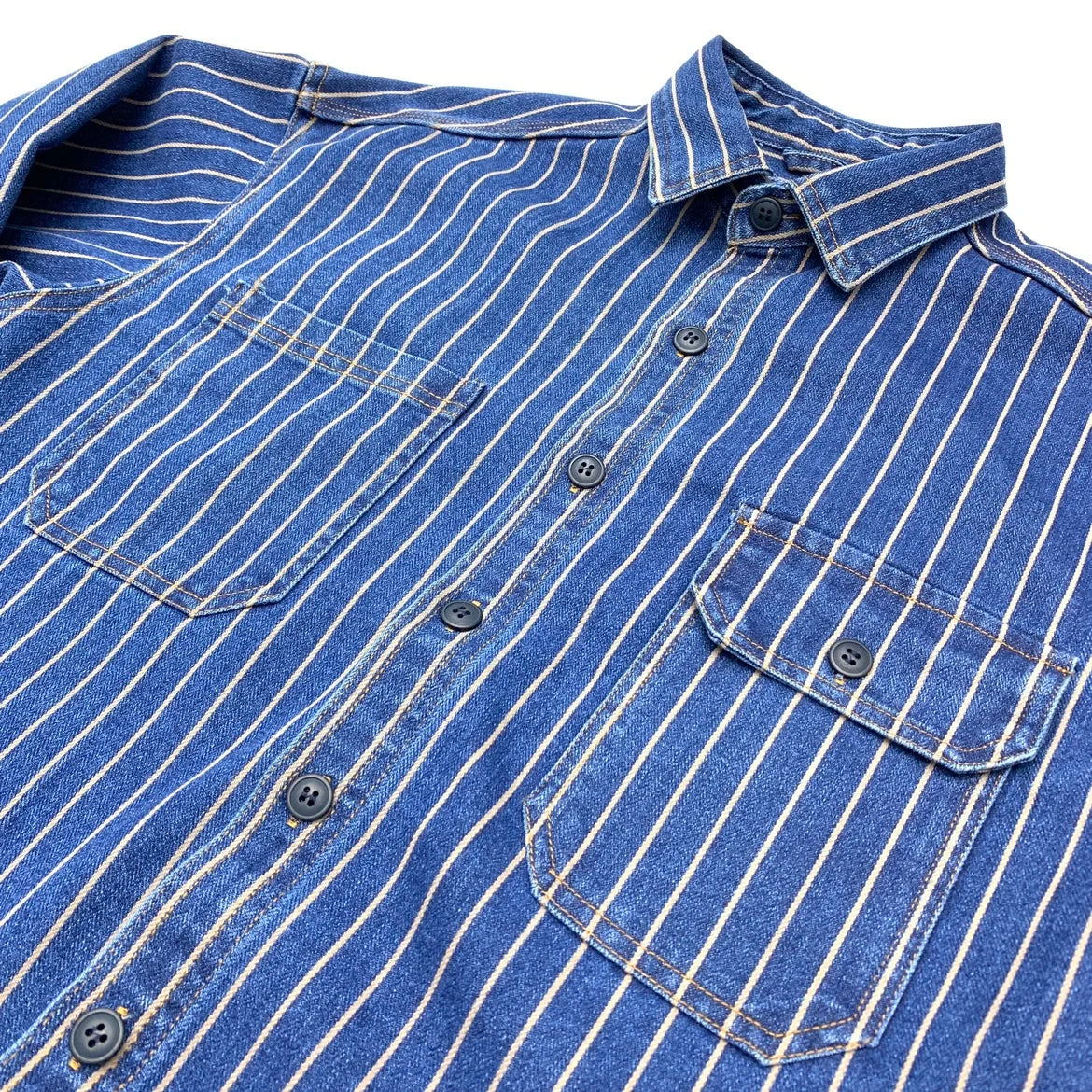 Autumn New American Retro Heavyweight Striped Denim Shirt Jacket