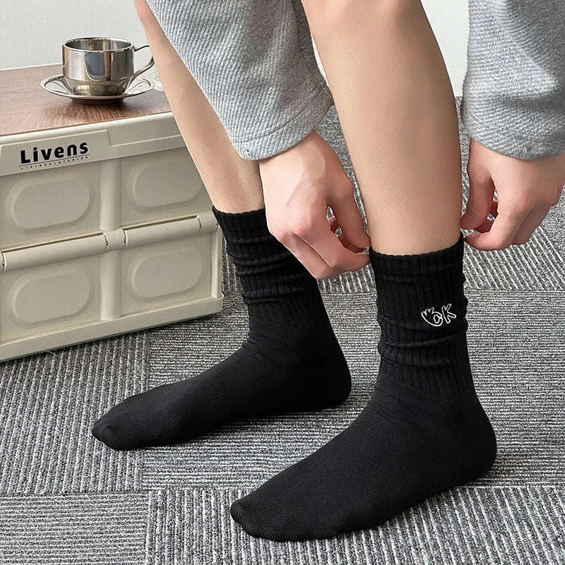 Men's Socks New Embroidery Fashion Solid Color