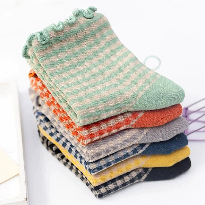 Women's Checkered Retro Vintage Cotton Socks