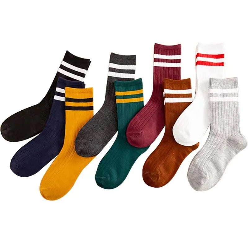 1 Pairs/Lot Knitted Striped Cotton Mens Socks Hit Trendy Japan Korea Harajuku Socks Man Male Calcetines