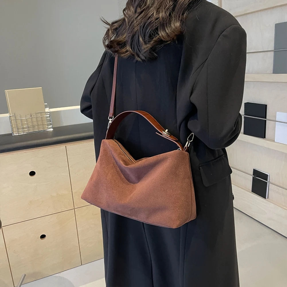 Big Boston Tote Soft Matte Suede Cow Leather