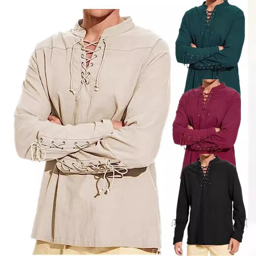Men's Cotton Linen Shirt Long Sleeve