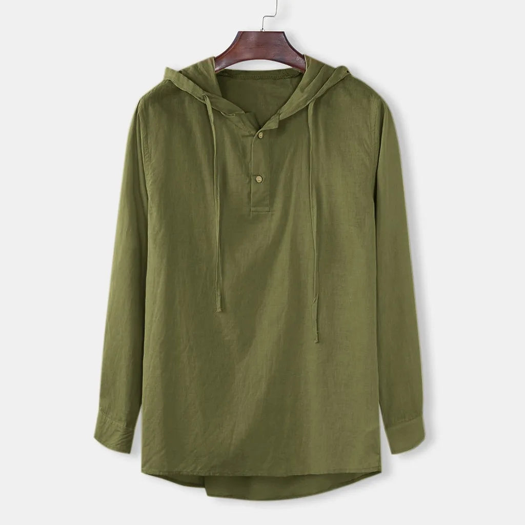 Men Shirts Hooded Solid Color