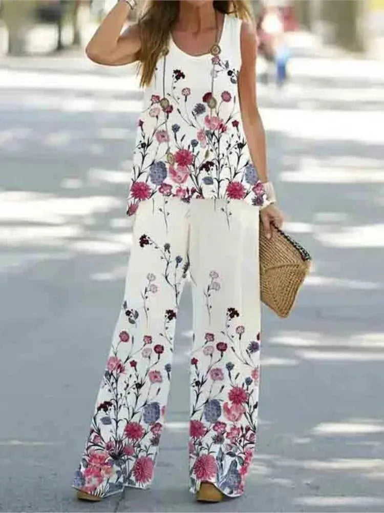Women's Boho Print Set Casual Sleeveless