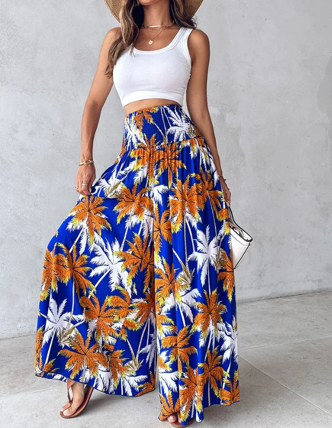 Boho Print Pant Women Wide Leg