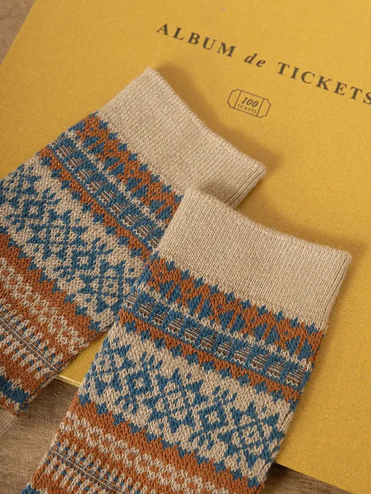 Mens Socks Fashion Retro Geometric Patterns