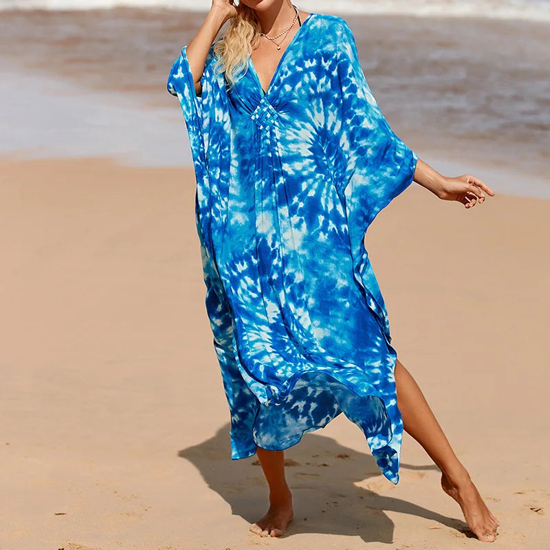 Boho Sexy Women's Dress Spring Summer Fashion Cotton Printed Beach Cover Up