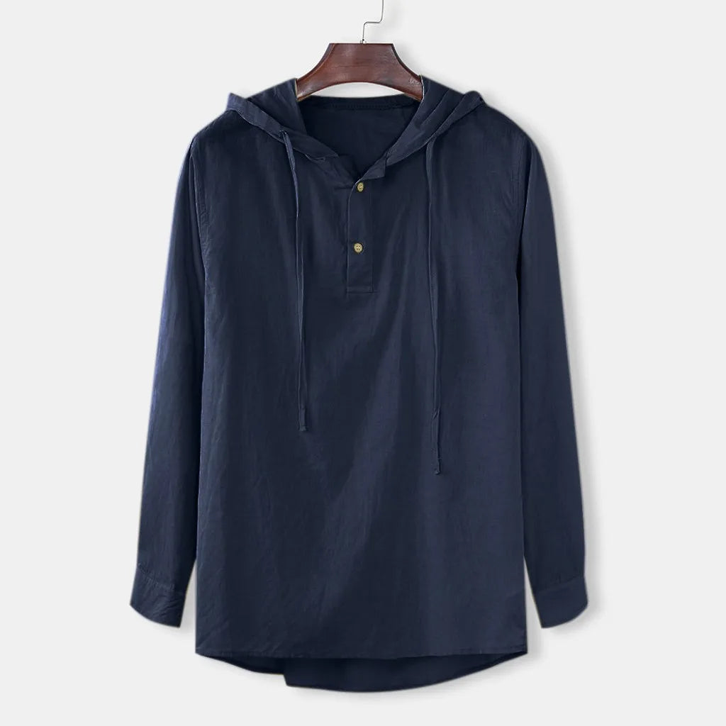 Men Shirts Hooded Solid Color