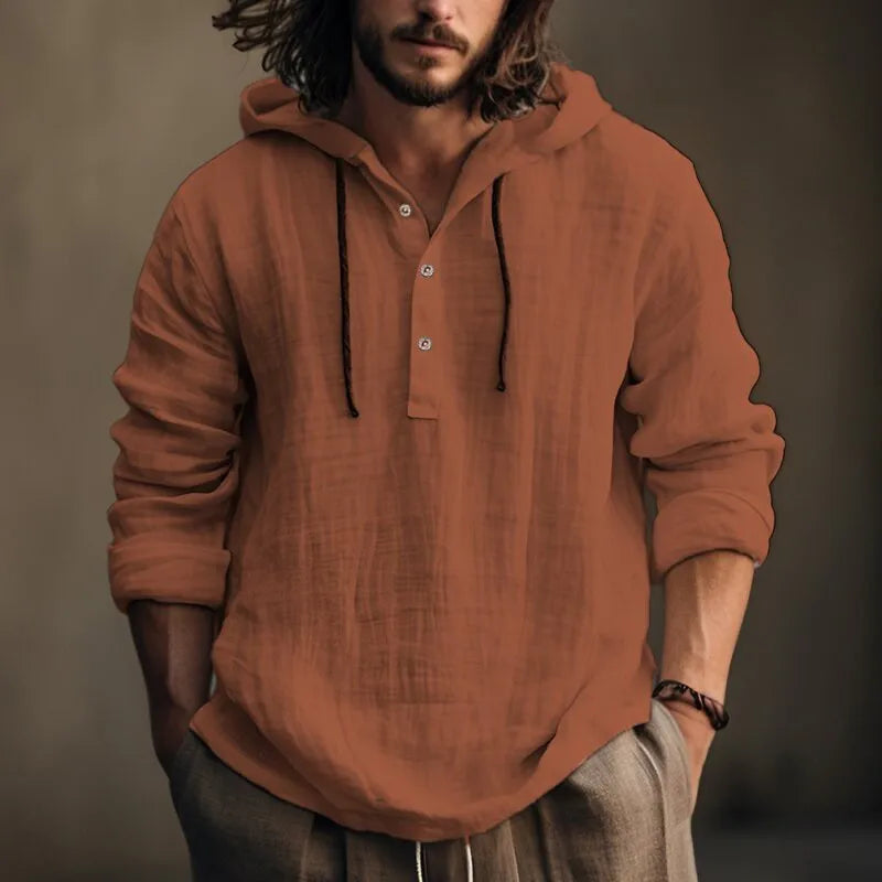 New Men's Casual Blouse Cotton Linen Shirt