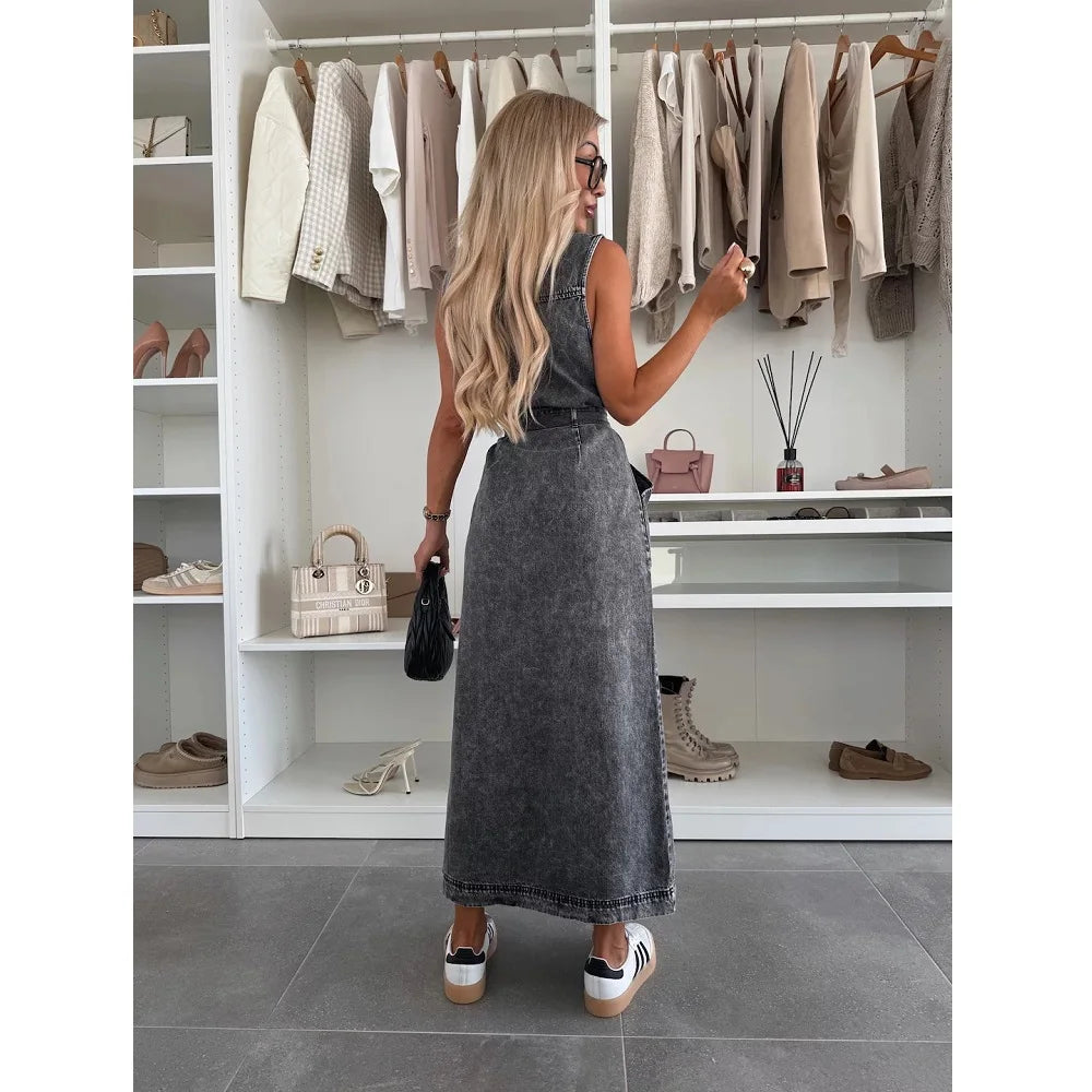 Women Sleeveless Denim Dress