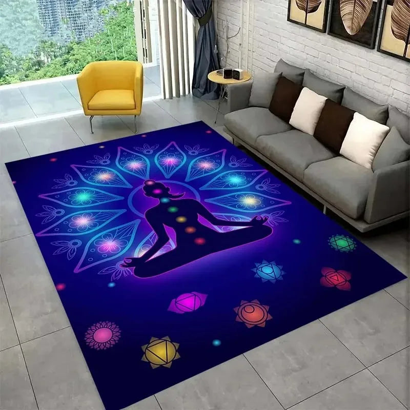 Colorful Yoga Pattern Floor Mats Door Decoration Home Living Room Floor Mats
