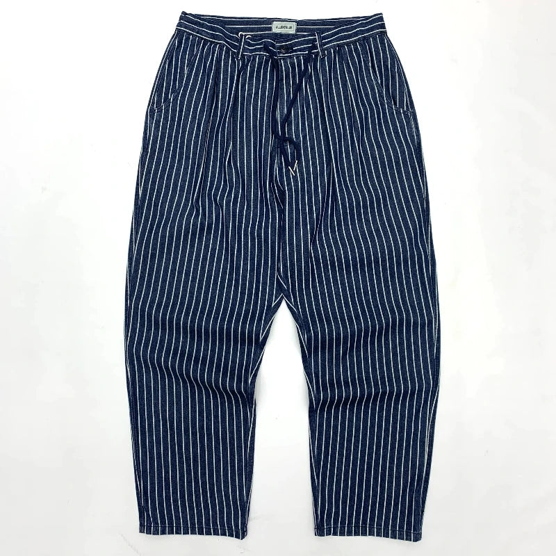 Striped slacks Loose straight